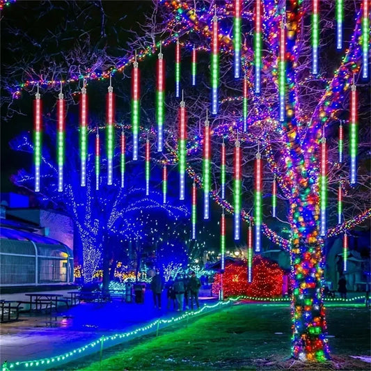 1/2/3/4 Set LED Meteor Shower Lights Fairy String Lights Christmas Holiday Snow Falling Icicle Cascading Light Halloween Decor - Novo Fusion