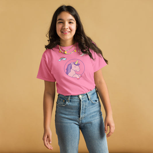 100% Cotton Classic Pink Sustainable Unicorn Top Kids Youth - Novo Fusion